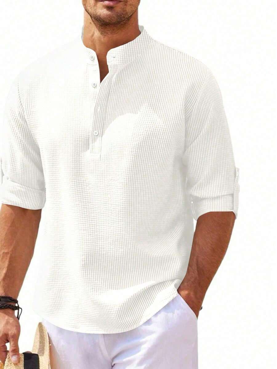 Camisa Masculina Henley de Manga Longa