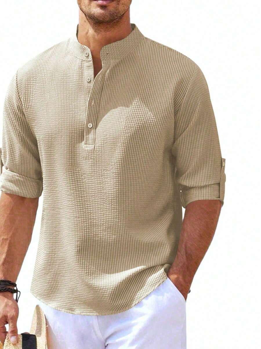 Camisa Masculina Henley de Manga Longa