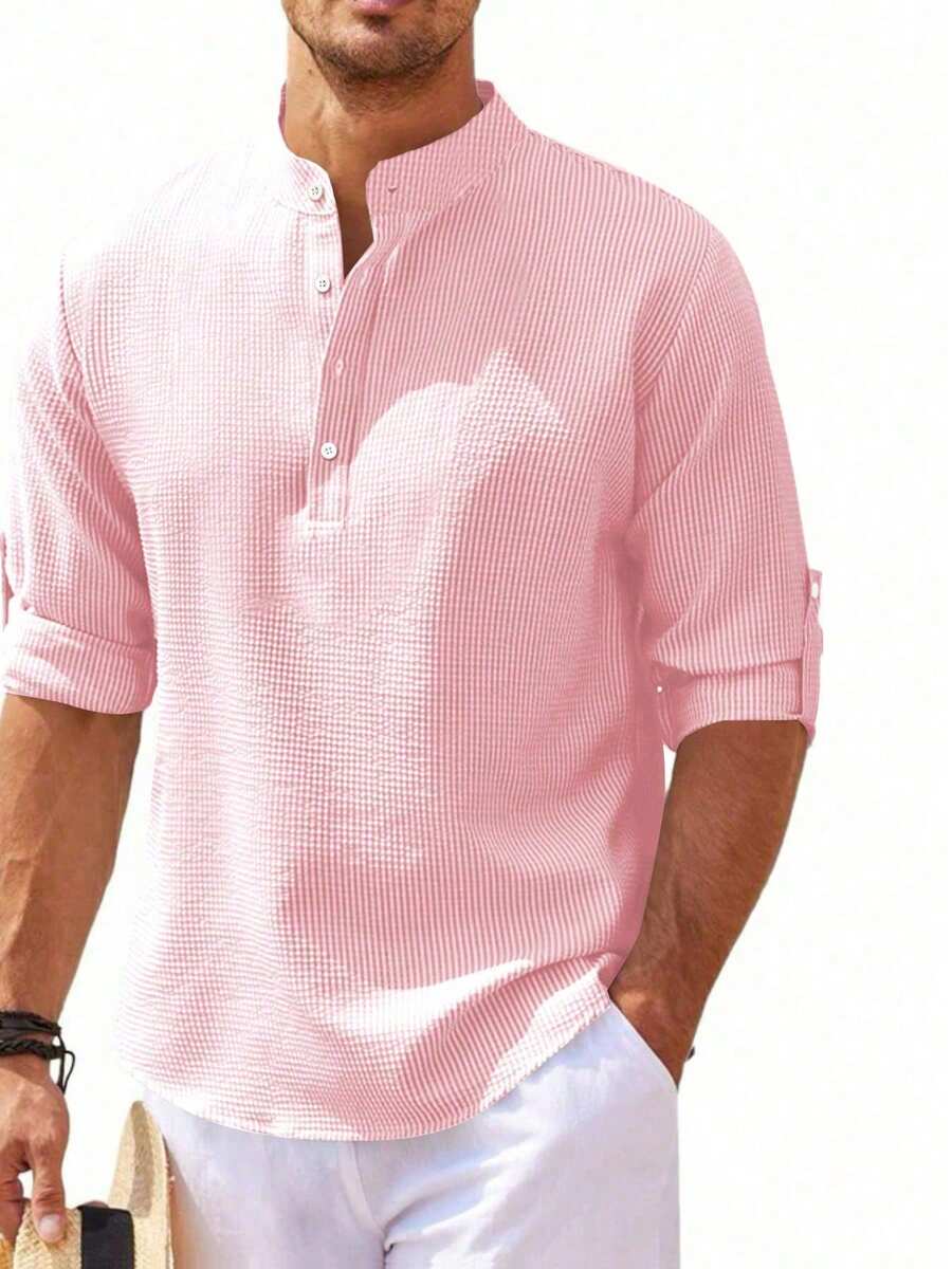 Camisa Masculina Henley de Manga Longa