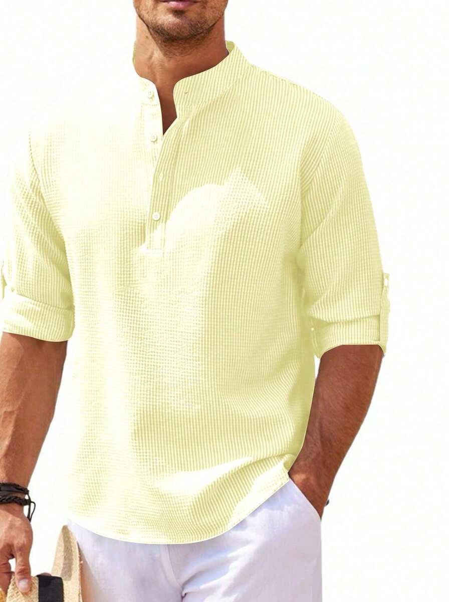 Camisa Masculina Henley de Manga Longa