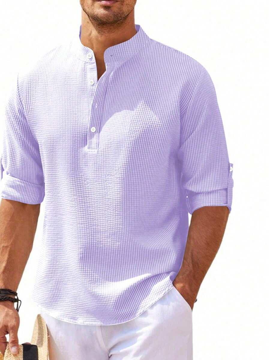 Camisa Masculina Henley de Manga Longa