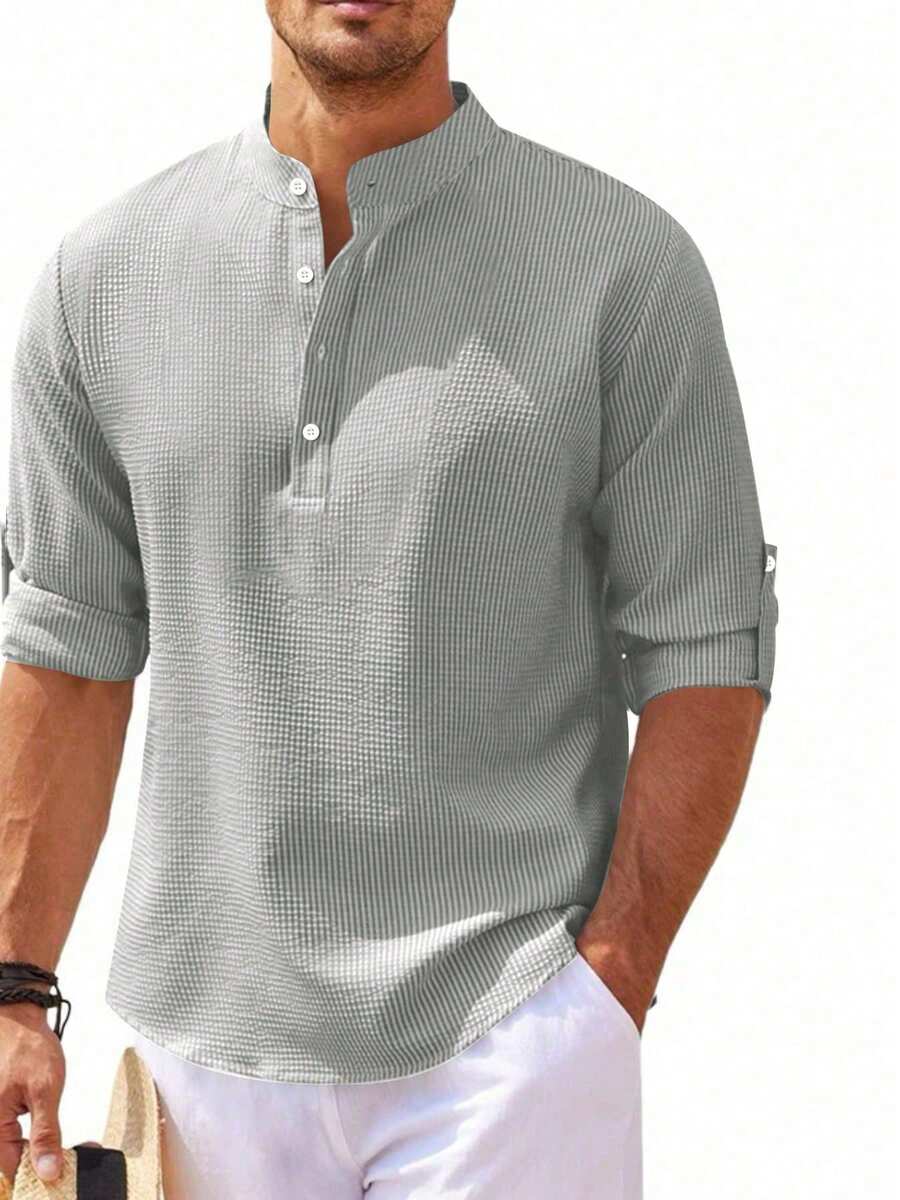 Camisa Masculina Henley de Manga Longa