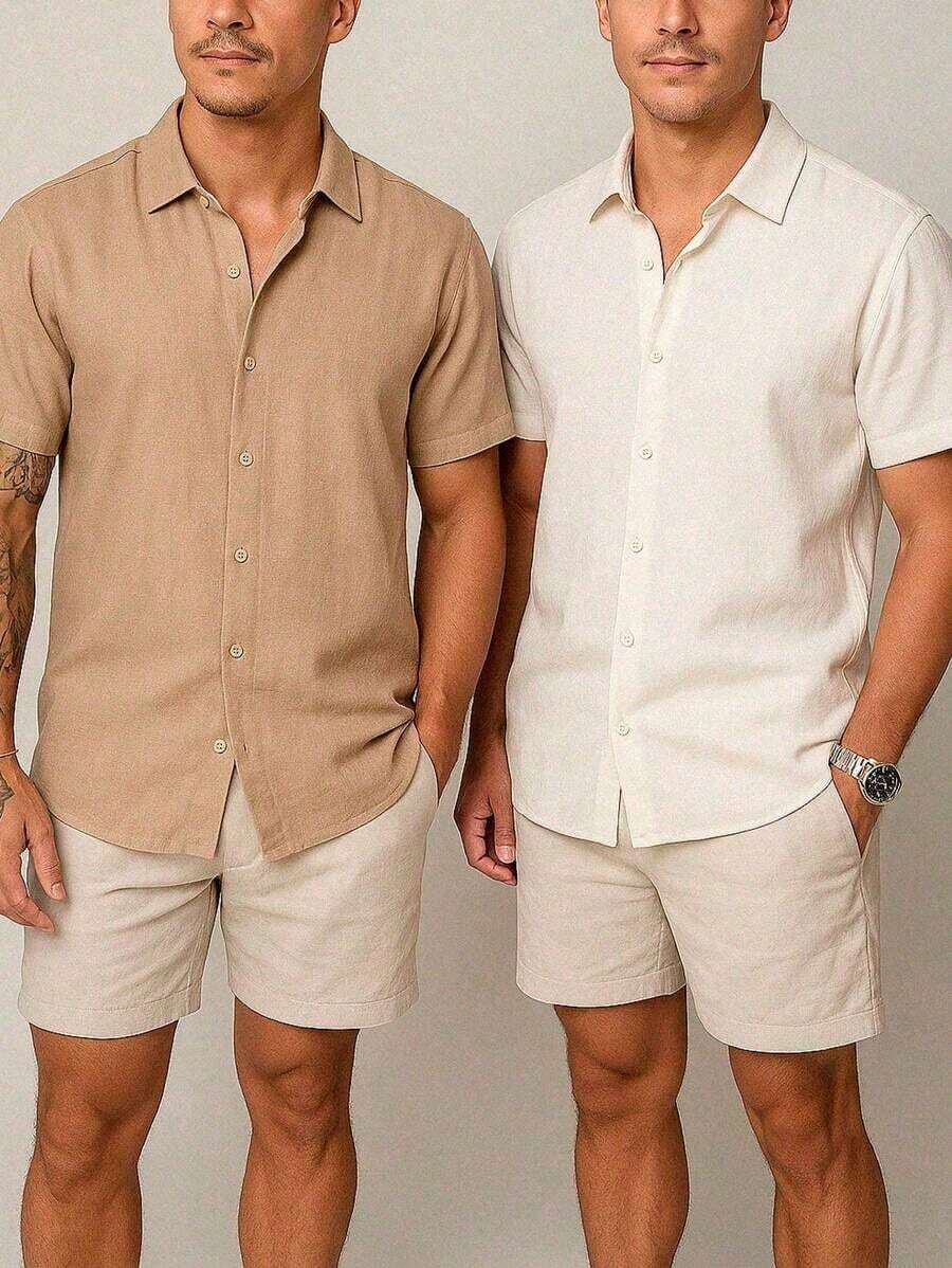 Kit 2 Camisa Masculina Manga Curta Fresca Gola Italiana