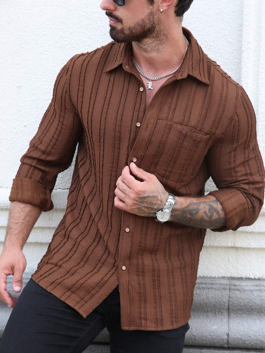 Camisa Masculina de Manga Longa em Linho Madri