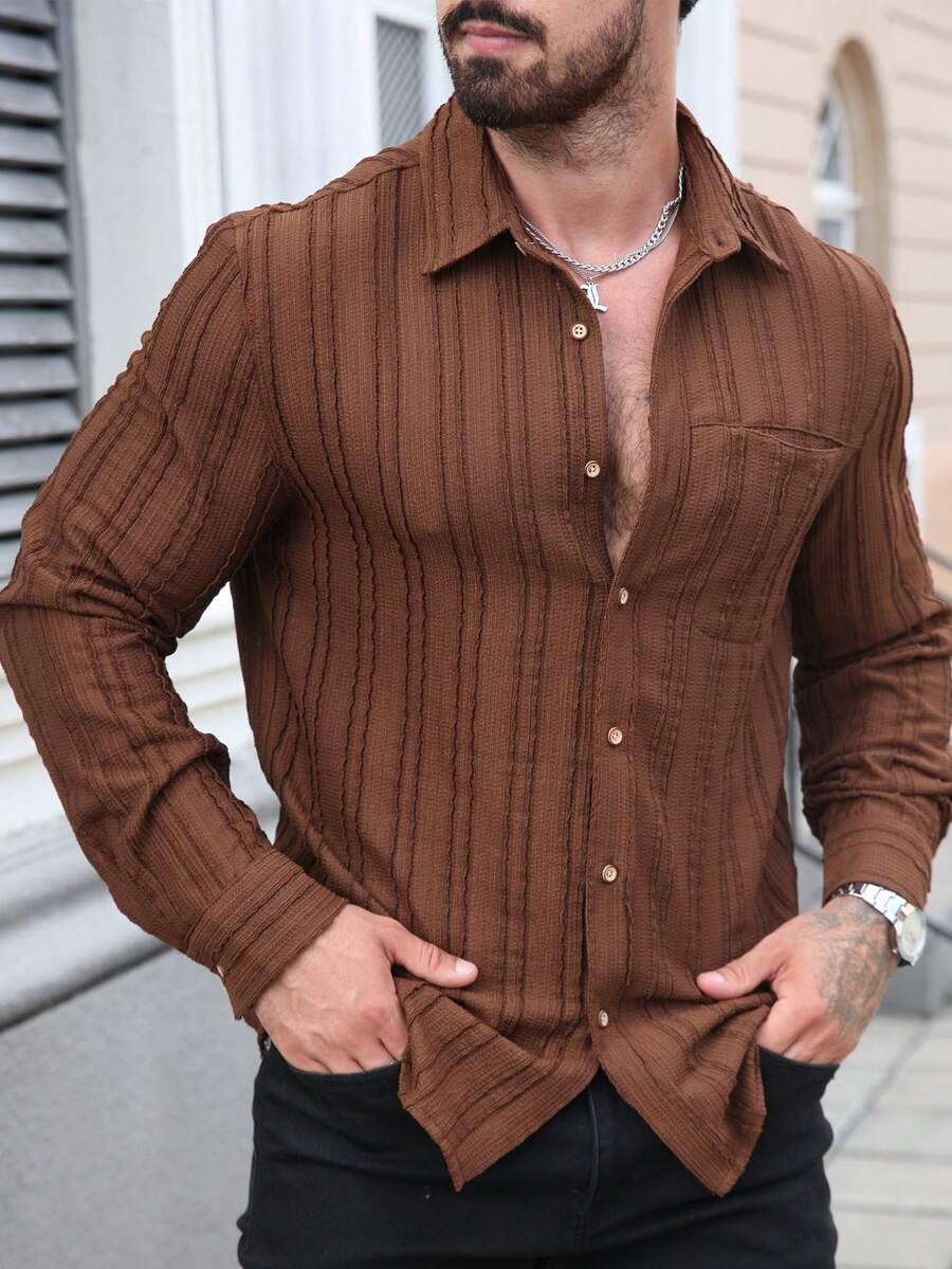 Camisa Masculina de Manga Longa em Linho Madri