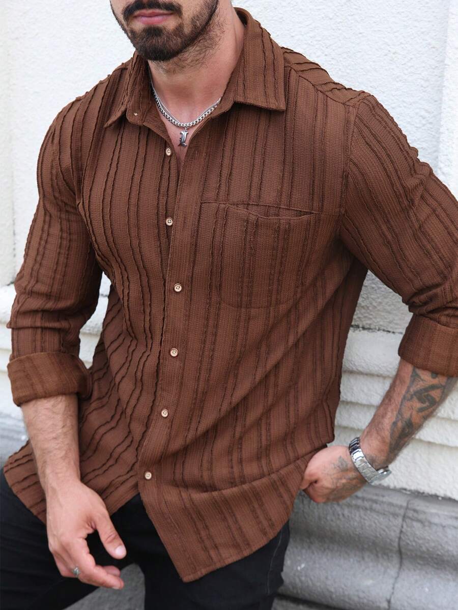 Camisa Masculina de Manga Longa em Linho Madri