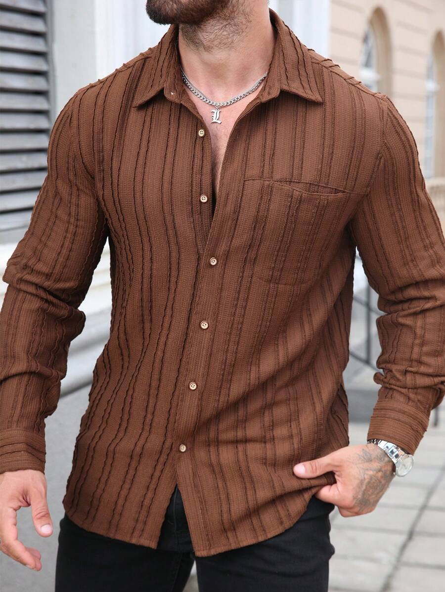 Camisa Masculina de Manga Longa em Linho Madri