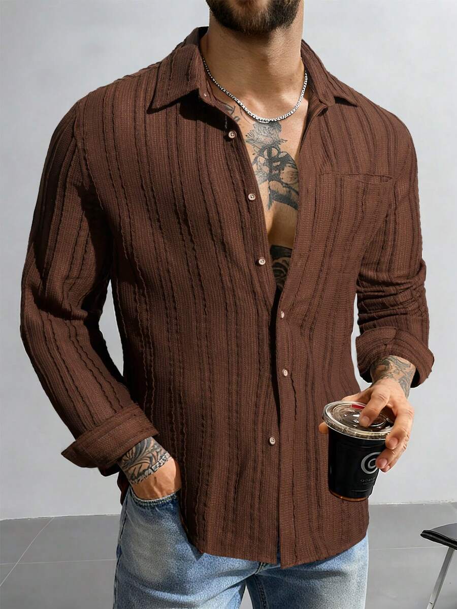 Camisa Masculina de Manga Longa em Linho Madri