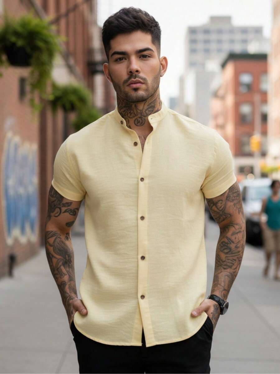 Camisa Masculina Gola Padre Manga Curta Doral
