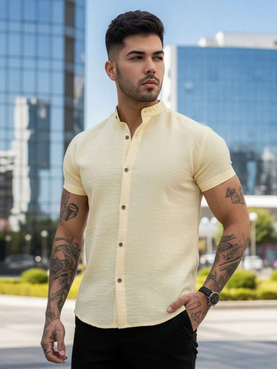 Camisa Masculina Gola Padre Manga Curta Doral
