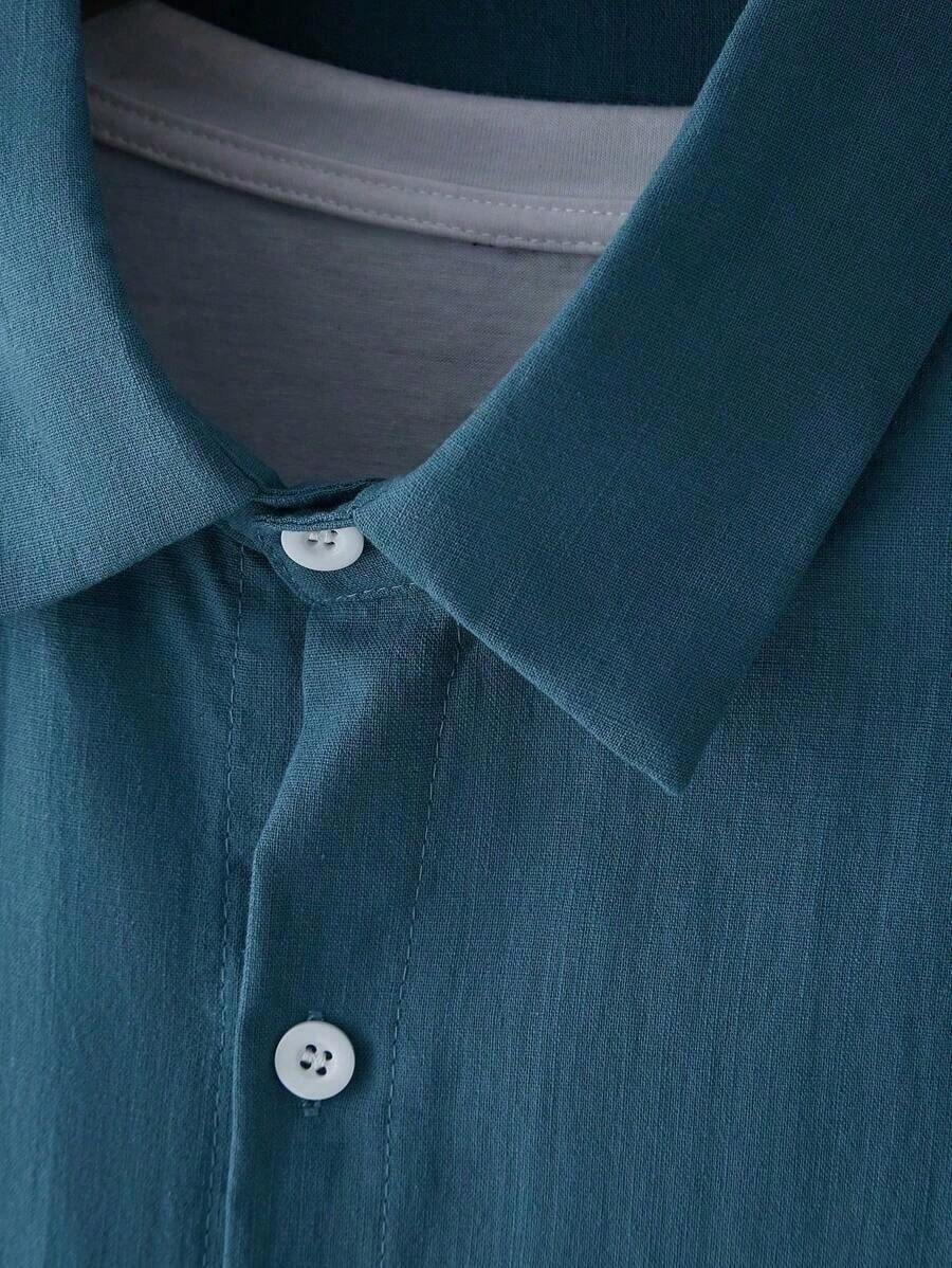 Conjunto Masculino Camisa de Manga Curta e Shorts em Linho New York