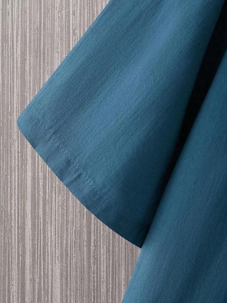 Conjunto Masculino Camisa de Manga Curta e Shorts em Linho New York