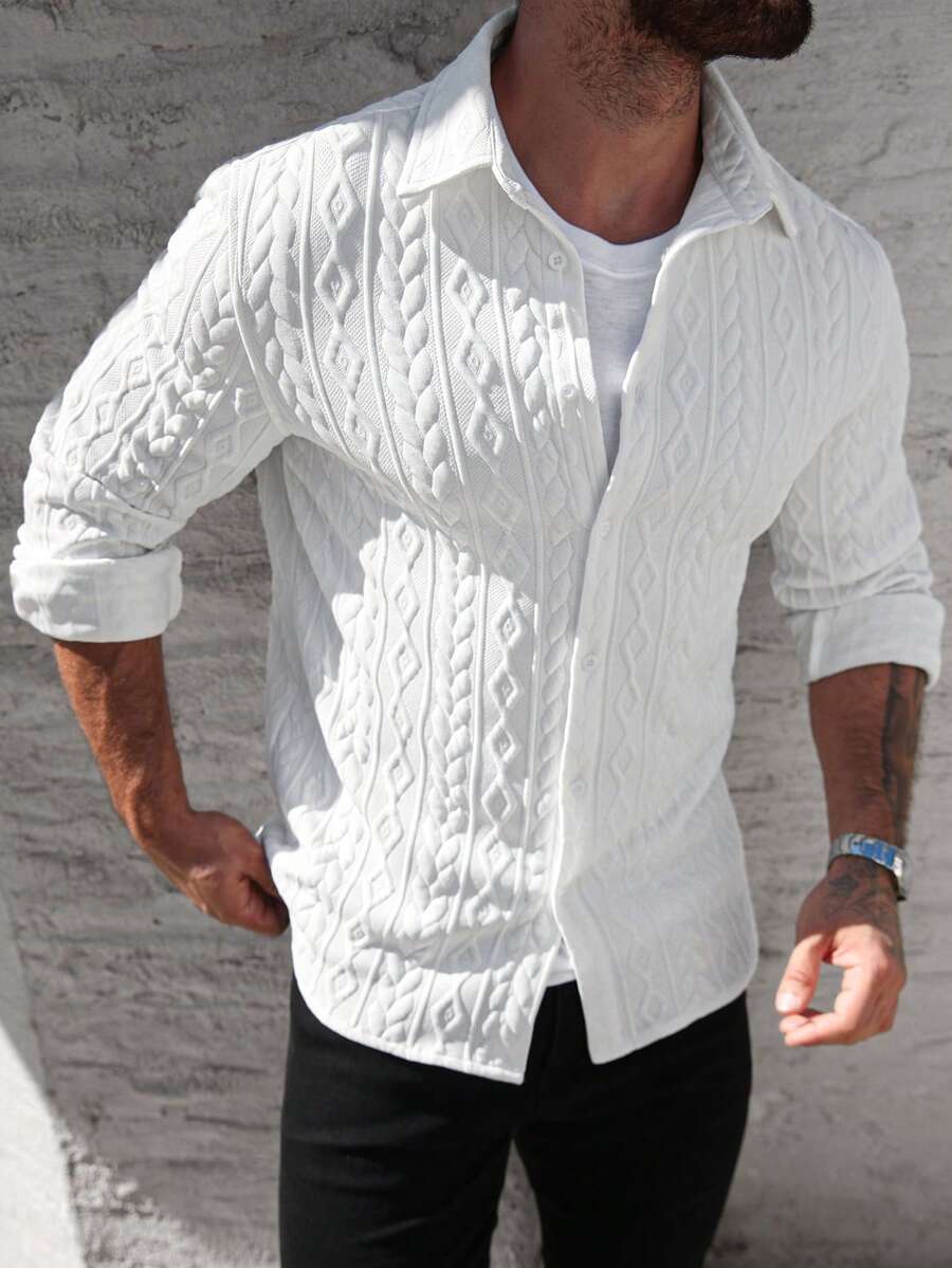 Camisa Masculina de Manga Longa em Linho Madri