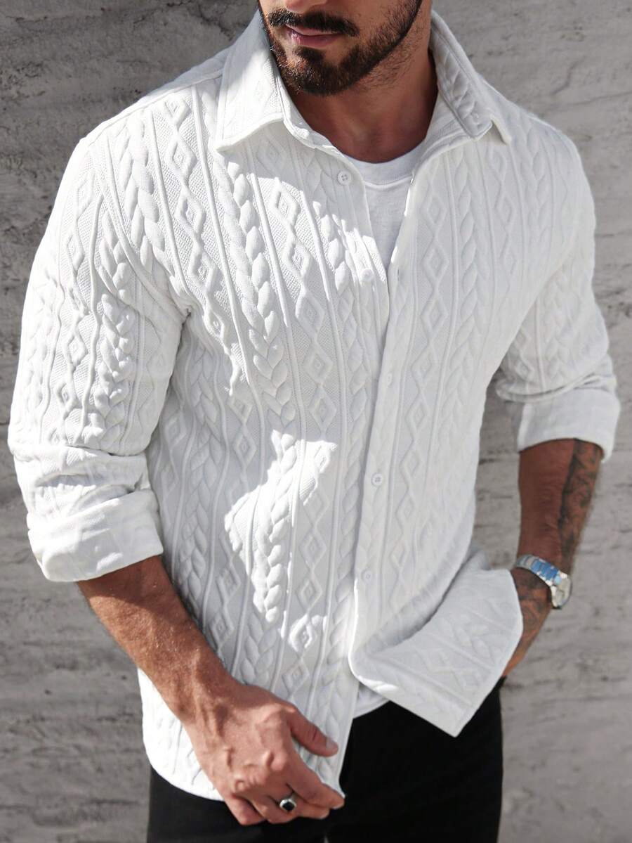 Camisa Masculina de Manga Longa em Linho Madri