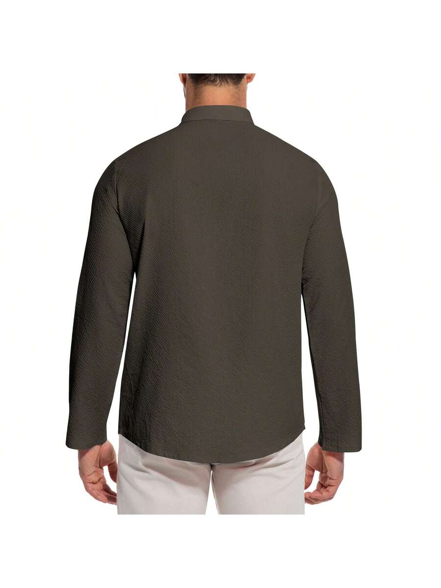 Camisa Masculina Henley de Manga Longa