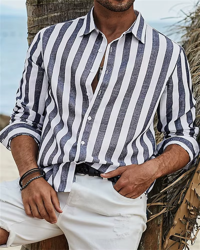 Camisa Masculina de Linho e Algodão Miami
